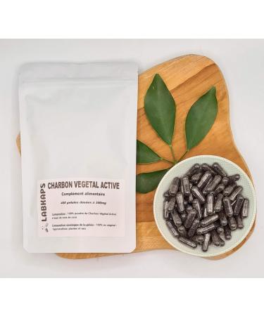 ACTIVE VEGETAL CARBON (NUT SHELL) 400 capsules with a dosed 300mg 100% vegetable envelope - food supplement