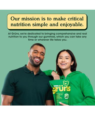 Gruns Adult Super Greens Gummies 10 Pack Superfood Gummy Bears with Spirulina Chlorella & Prebiotics for Digestive Health Adaptogens Supplement with 20 Vitamins & Minerals Low Sugar - Buy Online on GoSupps.com