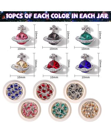 Juome 3D Nail Charms - 60 Pcs Saturn Planet Nail Art Decorations in 6 Colors - Buy Online on GoSupps.com