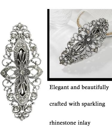 Vintage Hair Clips Flower Hair Barrette Antique Style Hair Clips for Women Jewellery Elegant Rhinestone Silver Hair Clip Crystal Hair Accessory for Women Girls Wedding Birthday Prom Gift - Buy Online on GoSupps.com