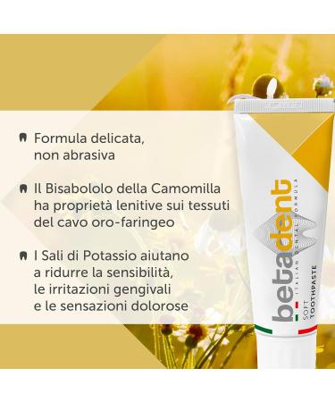  BETADENT Betadent KIT 6 SOFT DENTIFRICE FOR SENSITIVE TEETH.Contrasting gingival inflammation.Disinfecting and soothing action.With aloe vera tea oil and natural ingredients. 6 x 100 ml - Buy Online on GoSupps.com