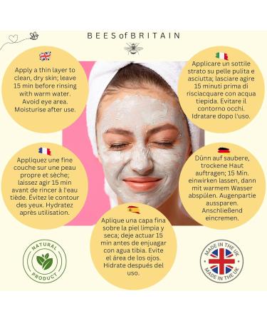 BEES of BRITAIN - 99% Natural Rejuvenating Face Mask. Ready to Use Deep Pore Skin Cleanser Face Mask Detox. We Donate 5% of our Profit to Save Bees + Pollinators. 125g - Buy Online on GoSupps.com