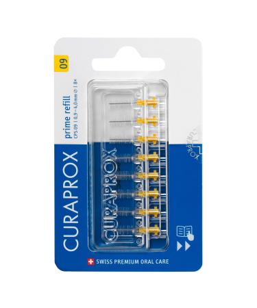Curaprox CPS 09 Prime Refill Interdental Brushes, 8-Piece Refill Pack Interdental Brushes CPS 09 Prime, 0.9 mm Diameter, 4 mm Effectiveness, Yellow Yellow 8 Count (Pack of 1)