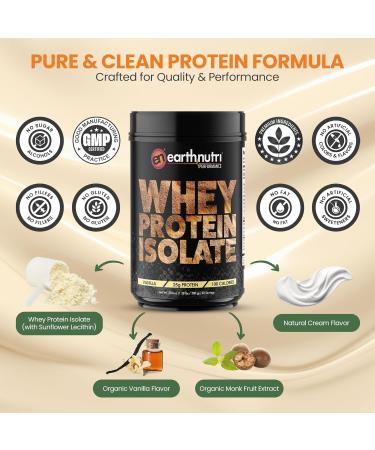 EarthNutri - Whey Isolate Protein Powder - Post Workout Recovery Powder for Muscle Recovery & Growth - 25g Protein - Easily Digestible - Non-GMO & Gluten-Free - Vanilla Flavor - 20 Servings(1.28 lbs) - Buy Online on GoSupps.com