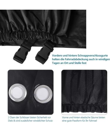 Dokon Waterproof Bicycle Cover - High-Quality 420D Oxford Tarpaulin for 1-2 Bikes | Protective Garage Cover with Storage Bag - 200x70x110cm - Black - Buy Online on GoSupps.com