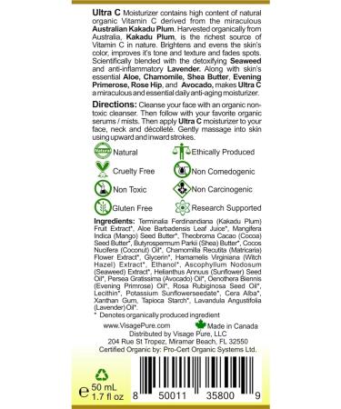 Ultra C Face Moisturizer - Brightening & Rejuvenating Anti-Aging Formula with Natural Vitamin C - USDA Organic & Physician Formulated - Buy Online on GoSupps.com