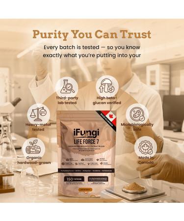 Life Force 7 Mushroom Blend | 7 Premium Fruiting-Body Extracts 12:1 Concentration | Organic Hardwood-Grown | 1g Daily Serving for Focus Immunity Energy & Healthy Aging (150 g (Pack of 1)) 2.11 Ounce (Pack of 1) - Buy Online on GoSupps.com
