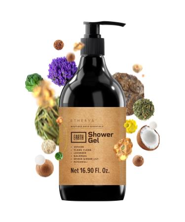 EARTH Body Wash for Men & Women | Woody Incense Scent | Patchouli Vetiver Virgin Coconut Oil Ylang Ylang Lavender | Sulfate & Paraben Free Vegan Cruelty Free | PET Bottle 16.90 Fl Oz
