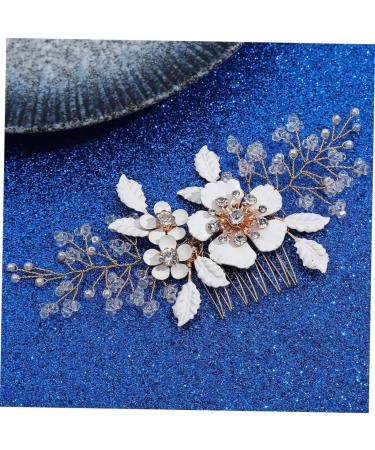 Didiseaon Bridal Hair Comb Rhinestone Hair Accessories Bridal Flower Hair Comb Flower Rhinestone Hair Comb Hair Accessories for Wedding Gold Decor Hairpin Metal Manual Bride White - Buy Online on GoSupps.com
