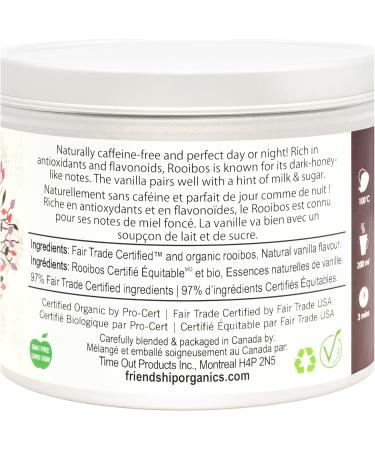 Friendship Organics Vanilla Rooibos Tea Bags Organic and Fair Trade Herbal 22 Count 22 Count (Pack of 1) - Buy Online on GoSupps.com