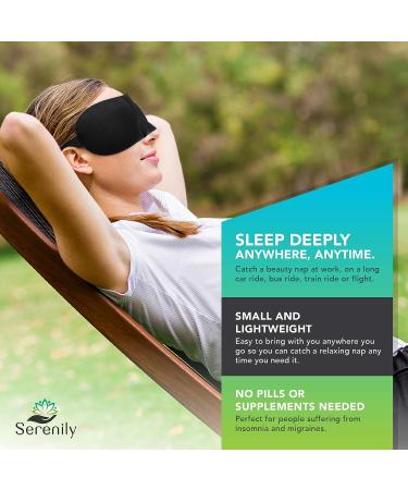 Serenily Super Smooth Sleep Mask - 3 Pack | Lightweight 3D Contoured Eye Mask for Sleeping with Adjustable Strap | Includes Earplugs | Travel Blindfold Mask - Buy Online on GoSupps.com
