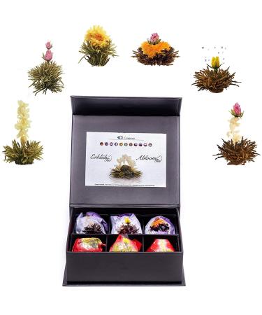 Creano Teblumen Mix 6 -bloomed "White & Black Tea" in a noble magnetic box with silver embossing black/white tea 6 pieces (1 Pack) - Buy Online on GoSupps.com