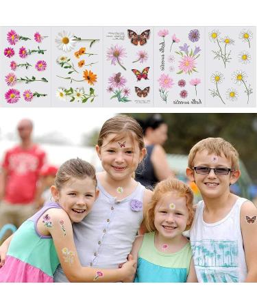 Konsait Flower Temporary Tattoos - Waterproof Body Art Stickers for Women, Girls, and Kids - 25 Sheets - Ideal for Hand, Neck, and Wrist - Birthday Party Favors - Buy Online on GoSupps.com
