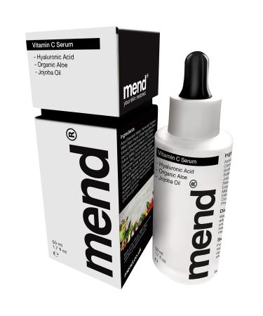Mend Vitamin C Serum For Face QUICKsorb Infused For Fast Results In 60 Seconds Huge 50ml Bottle & Luxury Gift Box Vegan Organic Anti Ageing Women & Mens Skincare With Potent 5% Hyaluronic Acid