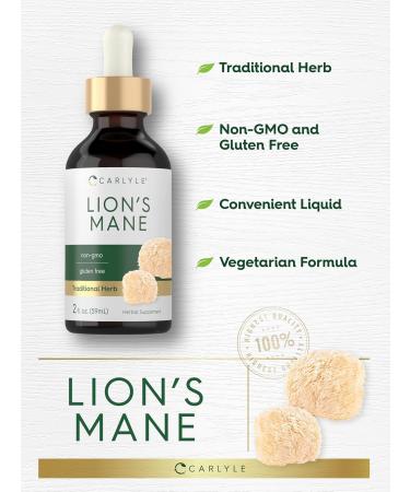 Carlyle Lions Mane Mushroom Liquid Extract | 2 fl oz | Tincture Drops | Alcohol Free | Vegetarian Non-GMO & Gluten Free Supplement - Buy Online on GoSupps.com