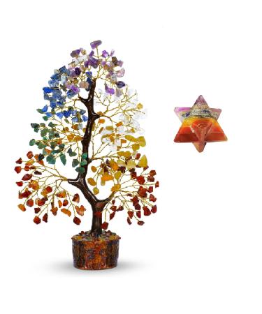 7 Chakra Tree Crystal Star Merkaba Crystals And Healing Stones Chakra Tree Of Life Gifts For Women Money Tree Merkaba Crystal 8 Pointed Star For Reiki Healing Desk Decorations For Women Office Chakra Tree & Star Merkaba