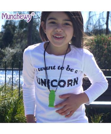 Munchewy Robot Sensory Caucettes - BPA-Free Chewable Jewelry for Autism ADHD & SPD | Chewing Sticks for Kids - Green Purple Orange (3 Pack) - Buy Online on GoSupps.com