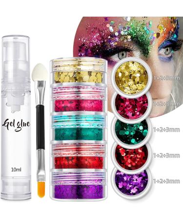  Beliky Girl Holographic glitter gloss for face and body 5 colors for face body eyes hair with a double brush and a gel bottle - Buy Online on GoSupps.com