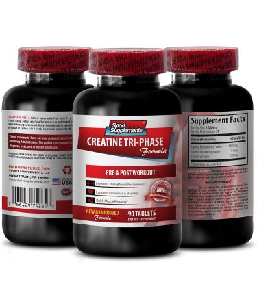 Buy Creatine Alpha-Ketoglutarate - Tri Phase Muscle Growth & Recovery - Unflavored Creatine Monohydrate Pills - 2 Bottles of 180 Tablets for Optimal Performance - Buy Online on GoSupps.com