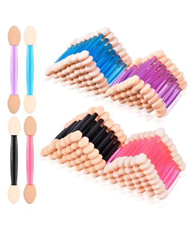 Eyeshadow Applicators,MORGLES 200PCS Disposable Dual Sides Eye Shadow Sponge Applicators Disposable Eyeshadow Applicator Brushes Tipped Oval Makeup Tool-Multicolor