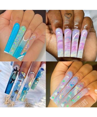 XXL Extra Long Coffin Nail Tips - 600pc Clear Half Cover Fake Nails for Salon, 10 Sizes - Buy Online on GoSupps.com