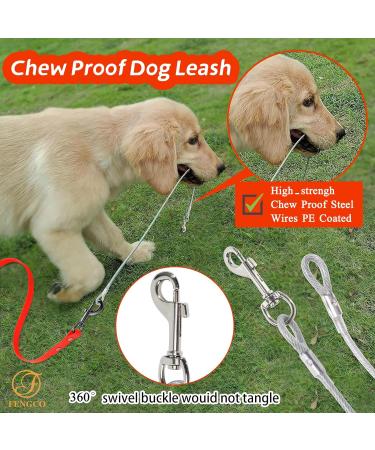 Waterproof Dog Leash - Chew Proof Tie-Out 15m Training Leash for Dogs (Orange) - Durable Lightweight & Reflective - Buy Online on GoSupps.com