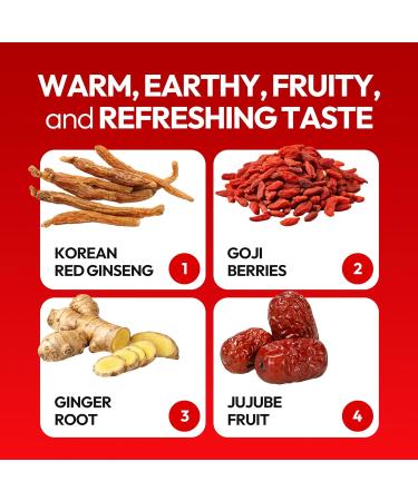 JUNG KWAN JANG US HongSamWon - Korean Red Ginseng Tea, Pre and Post Workout Herbal Energy Drink with Jujube, Cinnamon Ginger & Goji Berry - Caffeine Free, Non-GMO (60 Pouches, 1.69 fl oz) Hongsamwon (50ml / 60 Count) - Buy Online on GoSupps.com