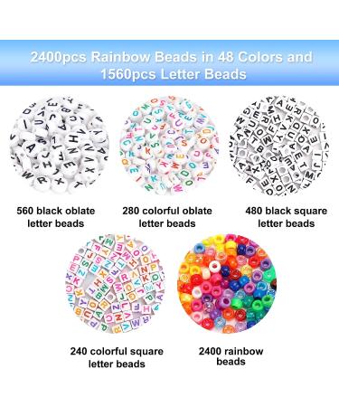 Quefe 3960pcs Pony Beads Bracelet Making Kit - 48 Colors Kandi & Rainbow Beads Set with Letter Beads and Elastic Threads for Jewelry Making - Buy Online on GoSupps.com