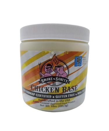 Smoke n Sanity Chicken Base - Certified Low FODMAP - Gluten Free - Dairy Free (10.0 oz Jar)