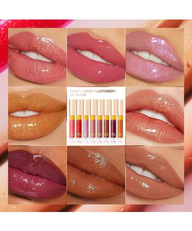 MIESCHER Colored Moisturizing Lip Gloss - Non-sticky & Ultra Shine Lip Stain with Fine Shimmer - Nourishing Gloss for Plumping Hydration (05 Red Berry) - Buy Online on GoSupps.com