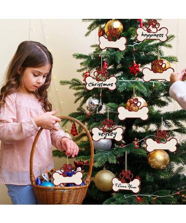 Customizable Wooden Dog Bone Christmas Ornaments - Set of 36 | Personalized with Custom Name | Ideal Gift for Pet Lovers | Home Decor for Christmas Tree (Warm Pattern) - Buy Online on GoSupps.com
