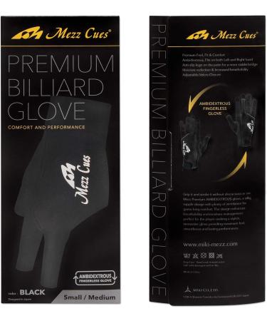 MEZZ Premium Billiard Glove Small/Medium Black for Both Hands | International Shipping Available - Buy Online on GoSupps.com