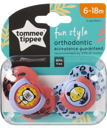 Tommee Tippee Closer to Nature Fun Pacifier 6-18 Months 2 Count - Random Colors - Buy Online on GoSupps.com