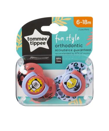 Tommee Tippee Fun Style Pacifiers 6-18m, BPA-Free Silicone Binkies - 2 Count (Colors Vary) - Buy Online on GoSupps.com