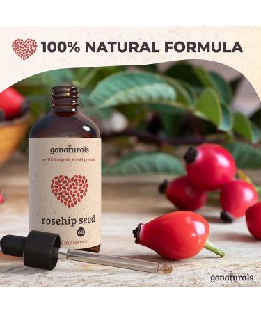 Rosehip Oil for Face & Skin Care - Organic Cold Pressed Hair Growth Oil | Rosa Mosqueta Seed Oil 3.4 Fl Oz - Buy Online on GoSupps.com