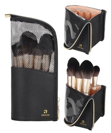 Makeup Brush Organzier Bag,High Capacity Portable Stand-Up Makeup Brush Holder,Professional Artist Makeup Brush Sets Case Waterproof Dust-proof Makeup Brush Cup 1Black Small