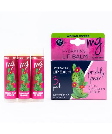Mad Gab's Prickly Pear SPF 15 Lip Balm MG Signature UVA/UVB Broad Spectrum Protection 3 pack Mother's Day Gift Gift Set