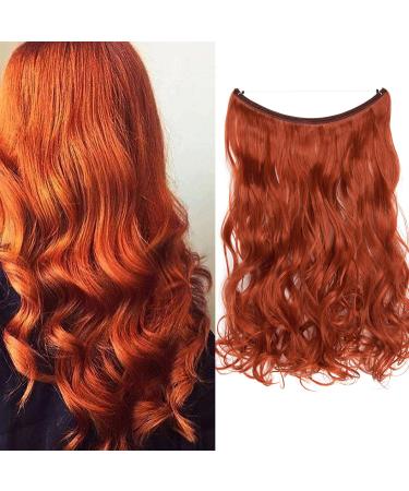 Hair extension with rubber band silk-co wavy extensions with invisible cord-synthetic hair part such as real hair hair compression hair extensions for women orange-red 50cm