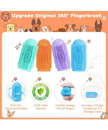 Dog Toothbrush Set - 4 Silicone Finger Brushes for Dogs & Cats | Dental Care & Fresh Breath | Reusable with Storage Box (2 Green + 2 Pink) - Buy Online on GoSupps.com