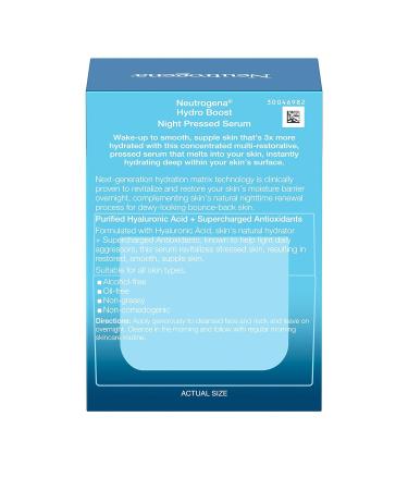 Neutrogena Hydro Boost Night Serum with Hyaluronic Acid & Antioxidants 1.7 oz -Pack of 2 - Buy Online on GoSupps.com