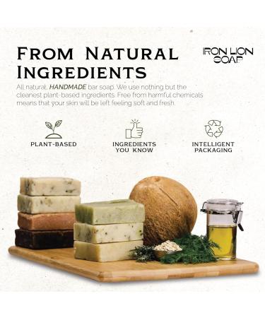 Iron Lion Vegan All Natural Men's Soap Bars Variety Pack - Organic, Plant Based Soap for Body, Face, Hands, and Bath (6 Pack) - Buy Online on GoSupps.com