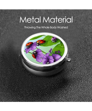 Ladybug Round Pill Box - 3 Compartment Travel Medicine Organizer | Mini Decorative Pocket Purse for Vitamins & Tablets - Buy Online on GoSupps.com