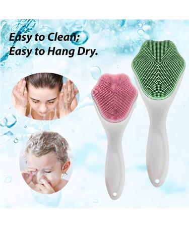 2 PC Silicone Facial Cleansing Brushes for Sensitive Skin - Manual Exfoliating and Cleansing Brush Set - Fine Bristles, Easy to Clean - Pink & Green - Buy Online on GoSupps.com