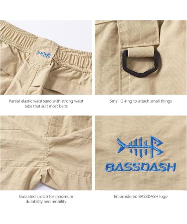 BASSDASH Men's 6 Fishing Shorts UPF 50+ Water Resistant | Quick Dry Cargo Shorts - Khaki, Large - Buy Online on GoSupps.com