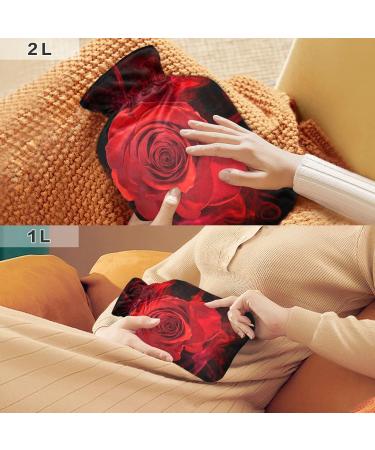 1L Hot Water Bottle with Cover - BPA Free Small Ideal for Pain Relief & Hot/Cold Compress - Buy Online on GoSupps.com