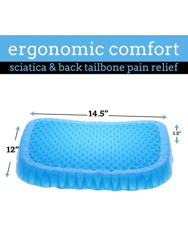 Portable Gel Seat Cushion for Long Sitting - Ergonomic Honeycomb Design - Pressure Relief Sores - Small Size 14.5 x 12 x 1.5 - Buy Online on GoSupps.com