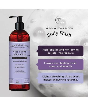 Pharmacopia Mint Argan Body Wash - 16 oz | Organic Vegan Shower Gel for Men & Women - Buy Online on GoSupps.com