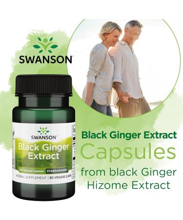 Swanson Black Ginger Extract 100mg - High Strength 30 Vegan Capsules - Lab Tested - Vegetarian - Non GMO - Buy Online on GoSupps.com
