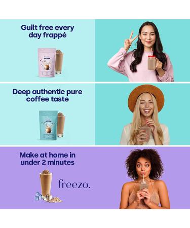 Freezochino Lite Iced Coffee Frappe Latte - No Sugar Added 155 Cal - 1 Lb Bag - Makes 8-10 Servings - Instant Coffee Drink Mix for Blended Frappes - Serve Cold - Buy Online on GoSupps.com