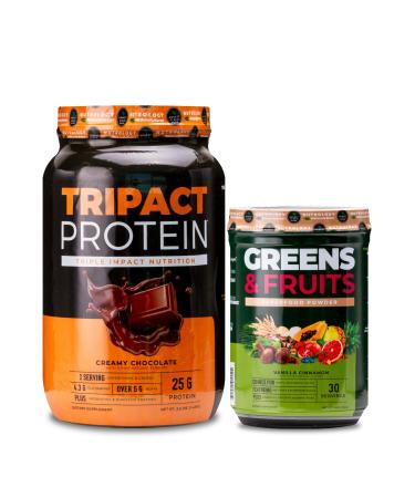 Nutrology TRIPACT Protein Powder 7-in-1 Meal Replacement Shake Creamy Chocolate (40 Servings) Greens & Fruits Powder-Naturally Sourced Superfood Vanilla Cinnamon (30 Servings)